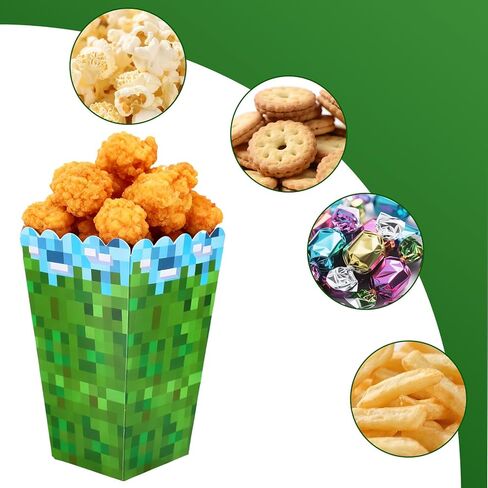 24pcs Pixel Popcorn Boxes, 12x7x5cm/4.72x2.76x1.97in Video Game Theme Party Snack Boxes Candy Snack Food Containers for Home Movie Theater in Saudi Arabia