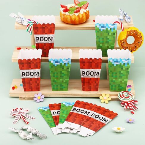 24pcs Pixel Popcorn Boxes, 12x7x5cm/4.72x2.76x1.97in Video Game Theme Party Snack Boxes Candy Snack Food Containers for Home Movie Theater in Saudi Arabia