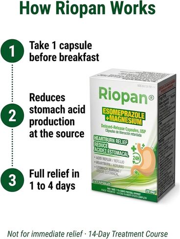Riopan Esomeprazole Magnesium 20mg Delayed-Release Capsules – 24 Hour Heartburn Relief Treatment – 14 Count in Saudi Arabia