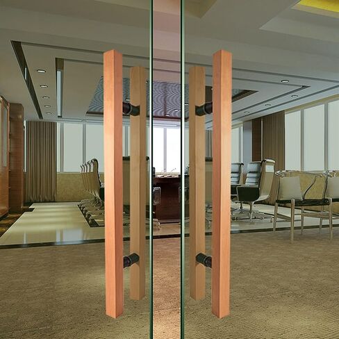 Solid Wood Push Pull Door Handle, Heavy-Duty Commercial Grade Entry Door Handle, for Home/Shop/Garage/Office, 5 Sizes(400 * 250mm) in Saudi Arabia