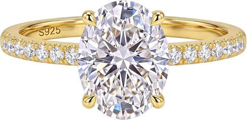 Dulin 1ct/2ct/3ct البيضاوي قطع زركون خاتم الخطوبة للنساء 14K مطلية بالذهب 925 الفضة الاسترليني وعد خاتم الزواج هدية لها in Saudi Arabia