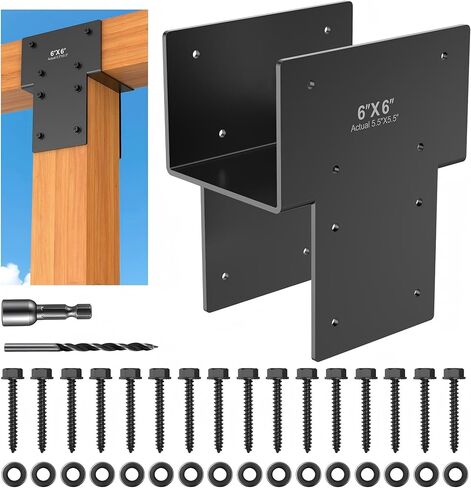 2 قطعة 6 × 6 بوصة (5.6 × 5.6 فعليًا) دعامة من الفولاذ المقاوم للصدأ، مناسبة لتوصيل شرفة المراقبة الخشبية، عمود الفناء على سطح السفينة، دعامة عوارض خشبية للفناء، للحديقة، الفناء in Kuwait