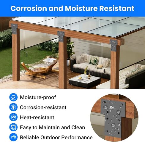 2 قطعة 6 × 6 بوصة (5.6 × 5.6 فعليًا) دعامة من الفولاذ المقاوم للصدأ، مناسبة لتوصيل شرفة المراقبة الخشبية، عمود الفناء على سطح السفينة، دعامة عوارض خشبية للفناء، للحديقة، الفناء in Kuwait