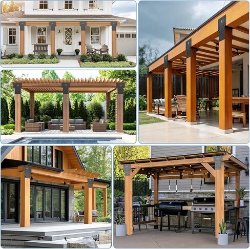 2 قطعة 6 × 6 بوصة (5.6 × 5.6 فعليًا) دعامة من الفولاذ المقاوم للصدأ، مناسبة لتوصيل شرفة المراقبة الخشبية، عمود الفناء على سطح السفينة، دعامة عوارض خشبية للفناء، للحديقة، الفناء in Kuwait