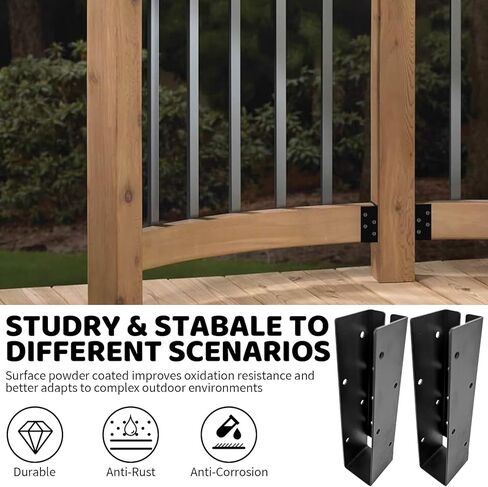 دعامات تعليق رافدة مخفية، شماعة شفة مخفية للأعمال الخشبية مقاس 2 × 8 بوصة (فعلي: 1.5 بوصة × 7.5 بوصة) من الخشب، دعامة فولاذية على شكل حرف U للسياج الخشبي والشرفة والأرجوحة والدرابزين (6 عبوات) in Kuwait