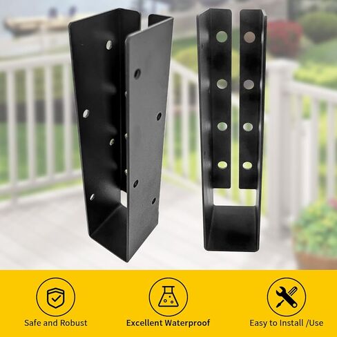 دعامات تعليق رافدة مخفية، شماعة شفة مخفية للأعمال الخشبية مقاس 2 × 8 بوصة (فعلي: 1.5 بوصة × 7.5 بوصة) من الخشب، دعامة فولاذية على شكل حرف U للسياج الخشبي والشرفة والأرجوحة والدرابزين (6 عبوات) in Kuwait