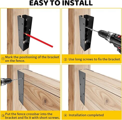 دعامات تعليق رافدة مخفية، شماعة شفة مخفية للأعمال الخشبية مقاس 2 × 8 بوصة (فعلي: 1.5 بوصة × 7.5 بوصة) من الخشب، دعامة فولاذية على شكل حرف U للسياج الخشبي والشرفة والأرجوحة والدرابزين (6 عبوات) in Kuwait