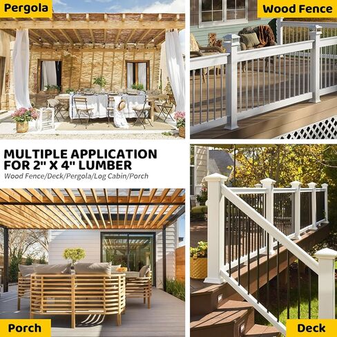 دعامات تعليق رافدة مخفية، شماعة شفة مخفية للأعمال الخشبية مقاس 2 × 8 بوصة (فعلي: 1.5 بوصة × 7.5 بوصة) من الخشب، دعامة فولاذية على شكل حرف U للسياج الخشبي والشرفة والأرجوحة والدرابزين (6 عبوات) in Kuwait