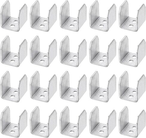 uxcell 10 Pcs U Bracket for 0.67 Panels, 17 x 17 x 20mm Metal U Shaped Fasteners Brackets for Guardrail or Partitions Connection, Silver in Saudi Arabia