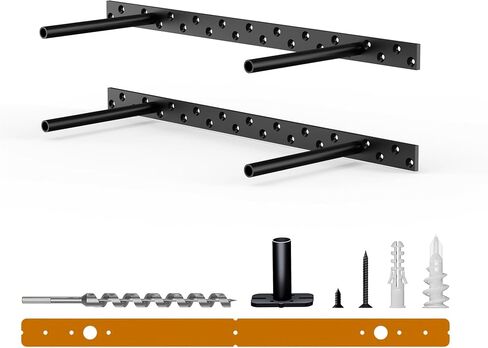 2pcs Floating Shelf Bracket Heavy Duty Floating Mantel Bracket Black Metal Decorative Floating Shelf Hardware Hidden Shelving Mounting Brackets (43″X6″X1″) in Saudi Arabia