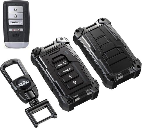 Heavy Key Fob Cover for Acura, Keychain, Metal Silicone Key Fob Case Compatible with Acura MDX 2014-2020,Acura RDX 2015-2021, ILX RLX TLX 2015-2022 (Black, S Buckle) in Saudi Arabia