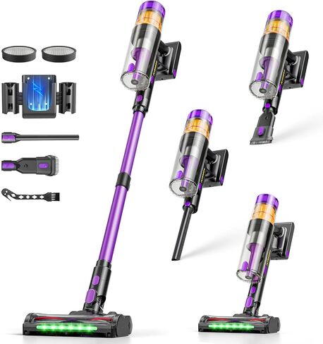 Cordless Vacuum Cleaner, 650W 48KPa Vacuum Cleaners for Home, Self-Standing Stick Vacuums with LED Display, Anti-Tangle, Lightweight, Stick Vacuum Rechargeable for Pet Hair Carpet Floor in Saudi Arabia