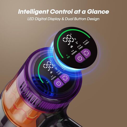 Cordless Vacuum Cleaner, 650W 48KPa Vacuum Cleaners for Home, Self-Standing Stick Vacuums with LED Display, Anti-Tangle, Lightweight, Stick Vacuum Rechargeable for Pet Hair Carpet Floor in Saudi Arabia