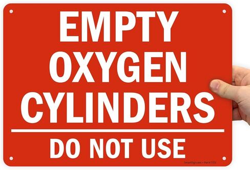 علامة SmartSign "أسطوانات الأكسجين فارغة، لا تستخدمها" | 10 × 14 بوصة بلاستيك in Kuwait