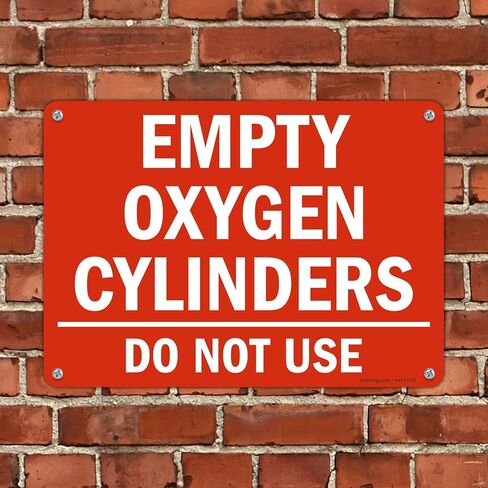 علامة SmartSign "أسطوانات الأكسجين فارغة، لا تستخدمها" | 10 × 14 بوصة بلاستيك in Kuwait