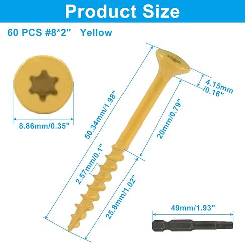 60 قطعة من البراغي الخشبية المتينة، #8 × 2 براغي سطح مطلية شديدة التحمل، برغي خارجي مقاوم للصدأ للتزيين والسياج in Kuwait