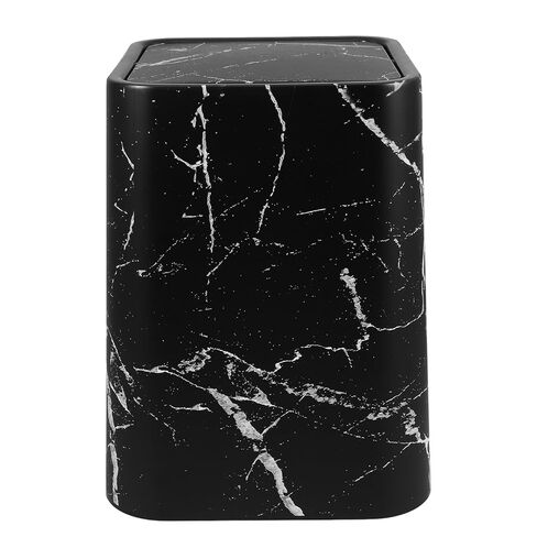 Outanaya Marble Pattern Waste Basket with Lid, Medium Size Black Marble Trash Can for Bathroom Kitchen Living Room, Household Garbage Bin for Home and Office Use in Saudi Arabia