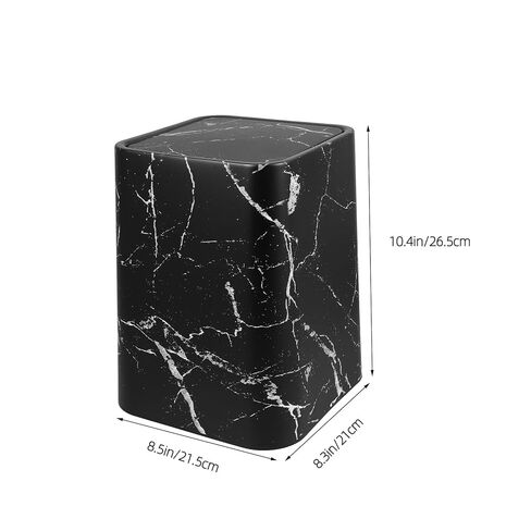 Outanaya Marble Pattern Waste Basket with Lid, Medium Size Black Marble Trash Can for Bathroom Kitchen Living Room, Household Garbage Bin for Home and Office Use in Saudi Arabia