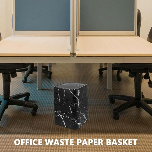 Outanaya Marble Pattern Waste Basket with Lid, Medium Size Black Marble Trash Can for Bathroom Kitchen Living Room, Household Garbage Bin for Home and Office Use in Saudi Arabia