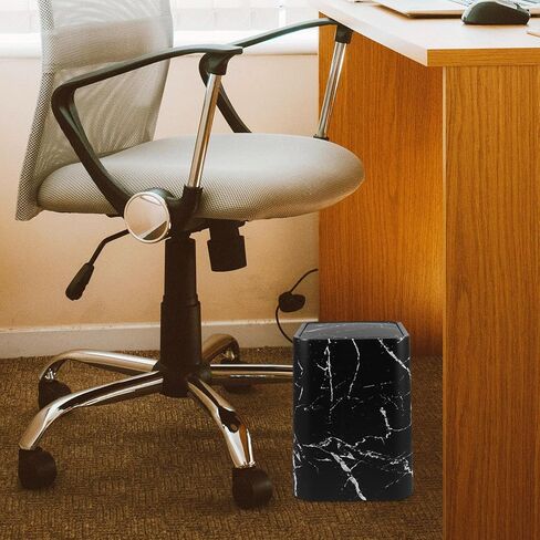 Outanaya Marble Pattern Waste Basket with Lid, Medium Size Black Marble Trash Can for Bathroom Kitchen Living Room, Household Garbage Bin for Home and Office Use in Saudi Arabia