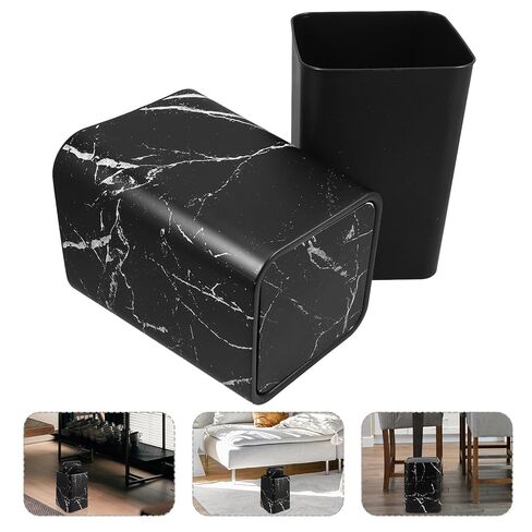 Outanaya Marble Pattern Waste Basket with Lid, Medium Size Black Marble Trash Can for Bathroom Kitchen Living Room, Household Garbage Bin for Home and Office Use in Saudi Arabia