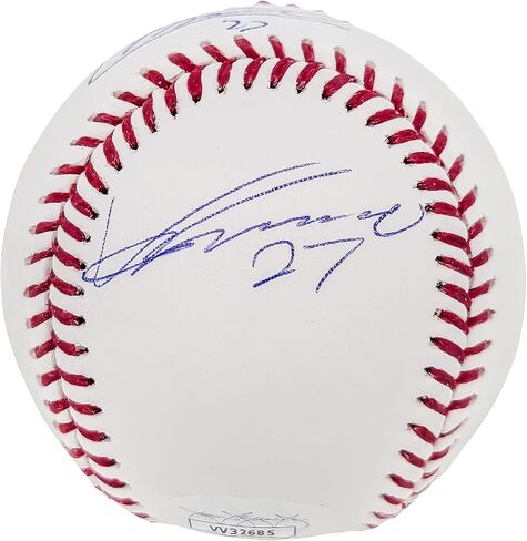 Vladimir Guerrero Jr. & Vladimir Guerrero Sr. Autographed Official M.L.B Baseball JSA Stock #203456 in Saudi Arabia