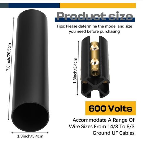 4 Sets Waterproof Underground Wire Splice Kit for Urying UF Wire Handles Within The Range of 14/3 to 8/3 Wires, 600 Volts Maximum Includes Connectors and Shrink Tube Electrical Cable in Kuwait