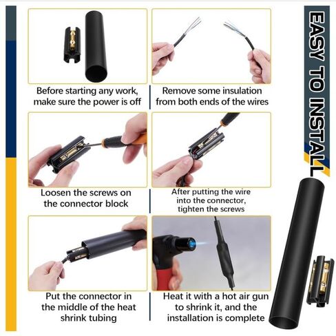 4 Sets Waterproof Underground Wire Splice Kit for Urying UF Wire Handles Within The Range of 14/3 to 8/3 Wires, 600 Volts Maximum Includes Connectors and Shrink Tube Electrical Cable in Kuwait