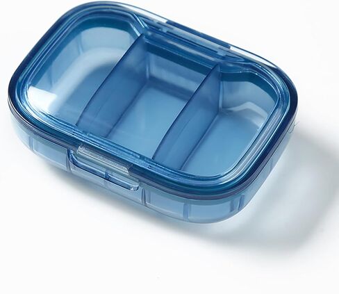 Portable Mini Pill Organizer with 3 Compartments Compact Travel Medication Storage Box for Daily Use, Blue in Saudi Arabia