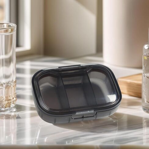 Portable Mini Pill Organizer with 3 Compartments Compact Travel Medication Storage Box for Daily Use, Blue in Saudi Arabia
