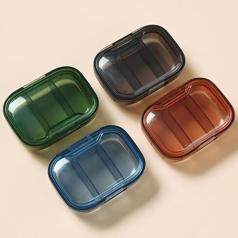 Portable Mini Pill Organizer with 3 Compartments Compact Travel Medication Storage Box for Daily Use, Blue in Saudi Arabia