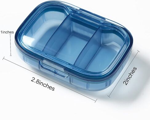 Portable Mini Pill Organizer with 3 Compartments Compact Travel Medication Storage Box for Daily Use, Blue in Saudi Arabia
