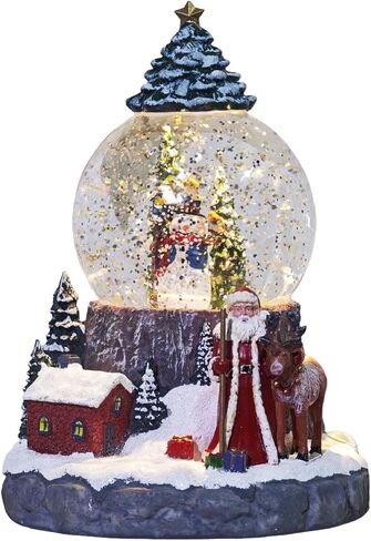 Christmas Snow Globes Swirling Glitter Village Snow Globe Lantern Lighted Musical Water Lantern with 8 Songs for Christmas Decoration Gifts in Saudi Arabia