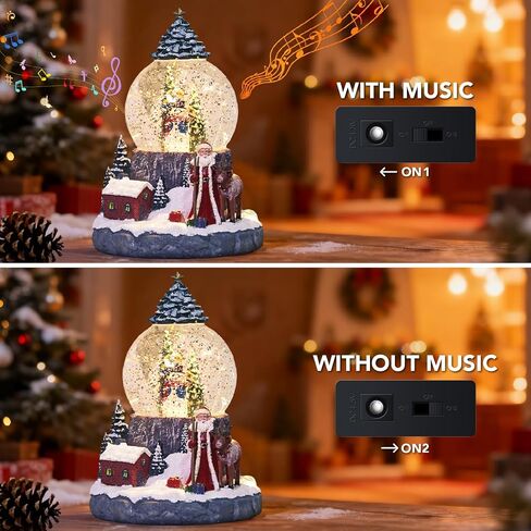 Christmas Snow Globes Swirling Glitter Village Snow Globe Lantern Lighted Musical Water Lantern with 8 Songs for Christmas Decoration Gifts in Saudi Arabia