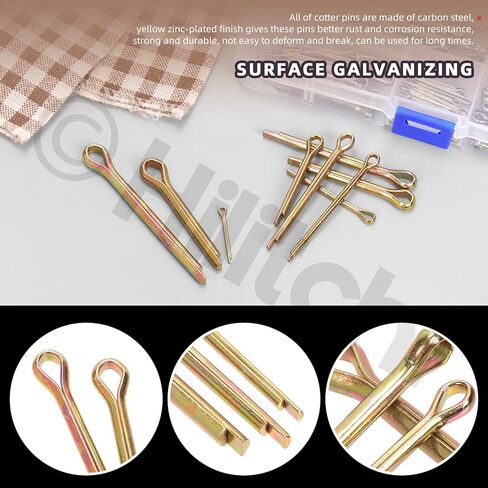 Hilitchi 136PCS Colored Zinc Plated Cotter Pin Assortment Kit M2 M3 M4 M5 M6 Straight Pins Hair Pin Split Pin Holds Split Pin Fastener Clips for Lock System in Saudi Arabia