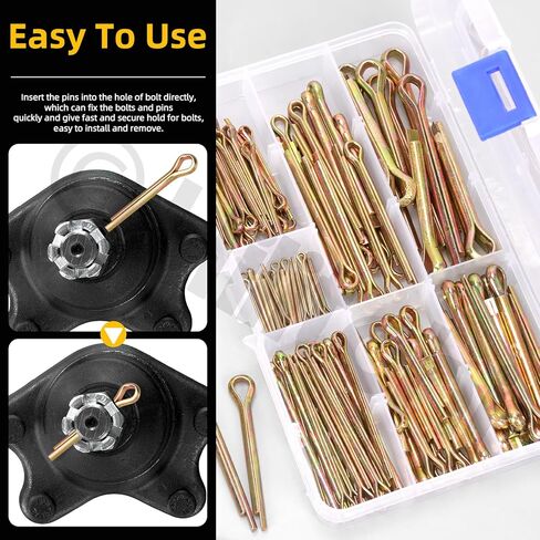 Hilitchi 136PCS Colored Zinc Plated Cotter Pin Assortment Kit M2 M3 M4 M5 M6 Straight Pins Hair Pin Split Pin Holds Split Pin Fastener Clips for Lock System in Saudi Arabia