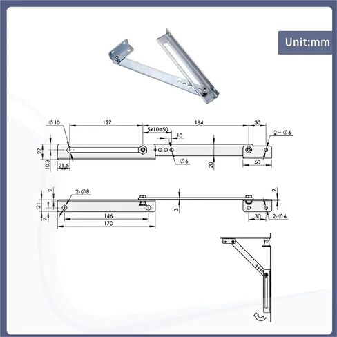 Galvanized Iron Limit Device with Support Rod Hinges 1Pcs in Saudi Arabia