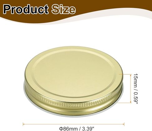 HARFINGTON 6pcs Mason Jar Lids 3.39" Tinplate Regular Mouth Reusable Leak-proof Mason Canning Covers with Silicone Rings for Storage Bottle Water Bottle and Jars, Gold in Saudi Arabia