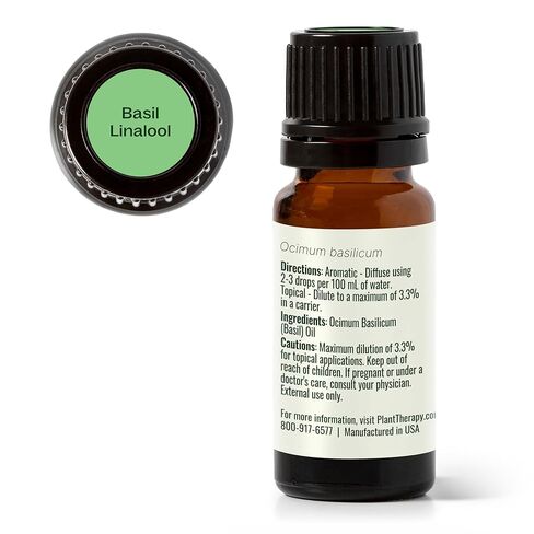 Plant Therapy Basil Linalool Essential Oil 10 mL (1/3 oz) 100% Pure, Undiluted, Aromatherapy, for Muscle Soreness and Digestive Discomfort in Saudi Arabia