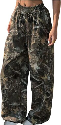Women's Plus Size Camo Baggy Sweatpants Wide Leg Long Pants Gym Clothes in Saudi Arabia