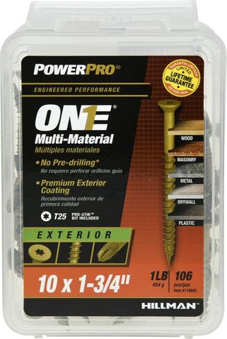براغي برأس مسطحة متعددة المواد من Power Pro Premium One، فولاذ مطلي بالإيبوكسي، مثبتة في الخشب والمعادن والخرسانة والجدران الجافة والبلاستيك، برونزية، #10 × 1 بوصة، صندوق مكون من 106 براغي in Saudi Arabia