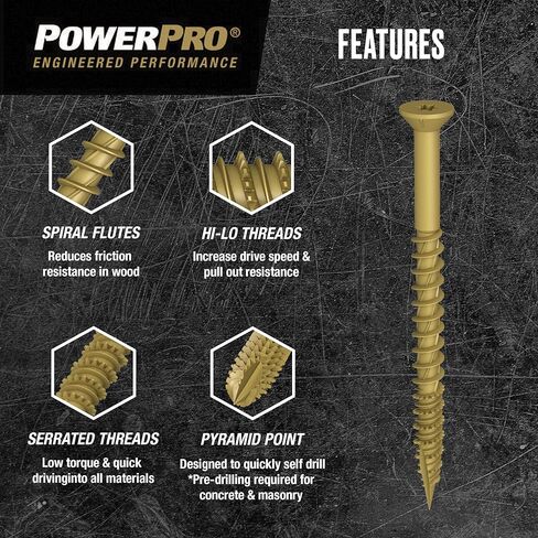 براغي برأس مسطحة متعددة المواد من Power Pro Premium One، فولاذ مطلي بالإيبوكسي، مثبتة في الخشب والمعادن والخرسانة والجدران الجافة والبلاستيك، برونزية، #10 × 1 بوصة، صندوق مكون من 106 براغي in Saudi Arabia