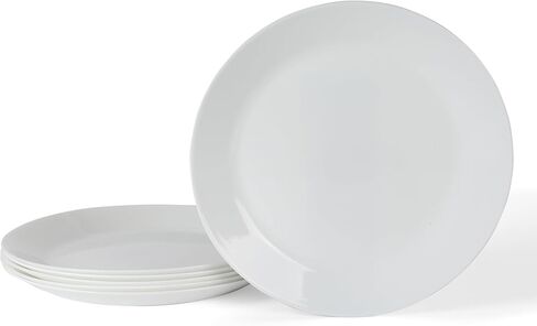 Martha Stewart Opalton Dinner Plates 6-Piece 10-Inch Plate Set – Chip and Break Resistant Opal Glass Plates - White in Saudi Arabia