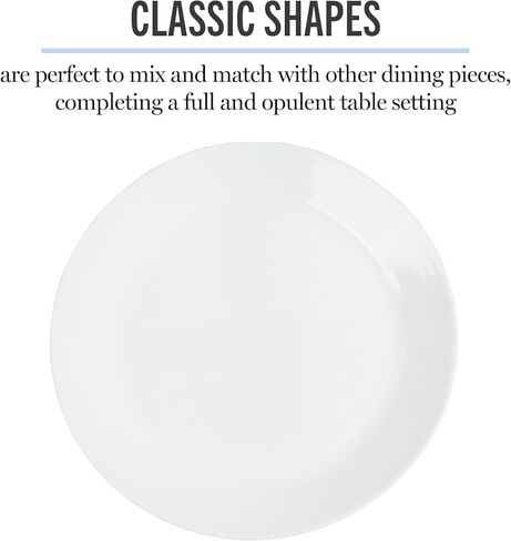 Martha Stewart Opalton Dinner Plates 6-Piece 10-Inch Plate Set – Chip and Break Resistant Opal Glass Plates - White in Saudi Arabia