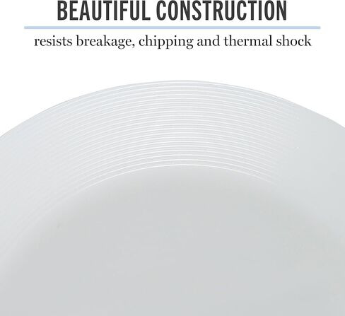 Martha Stewart Opalton Dinner Plates 6-Piece 10-Inch Plate Set – Chip and Break Resistant Opal Glass Plates - White in Saudi Arabia