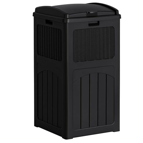 Flamaker 30 Gallon Trash Can, Resin Outdoor Garbage Can with Lid, Waterproof Hideaway Patio Waste Bins for Outside Use (2 Pack, Gray) in Saudi Arabia