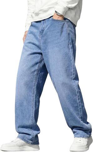 JMIERR Men's Baggy Jeans Wide Leg Skater Hip Hop Denim Pants Y2K Vintage Loose Fit Streetwear in Saudi Arabia
