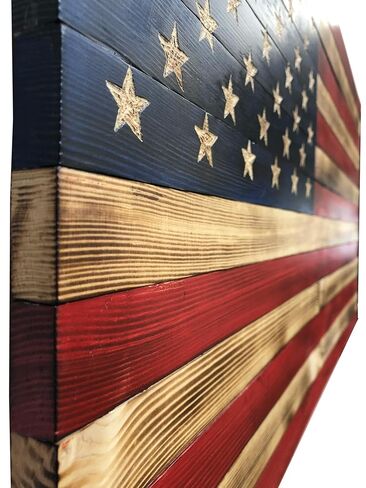Bad Beard Woodworks Handcarved Wood American Flag Wall Art Décor | LARGE, X-LARGE, or JUMBO | Rustic Handmade, Wooden Flag, Wood Art, Wall Art in Saudi Arabia