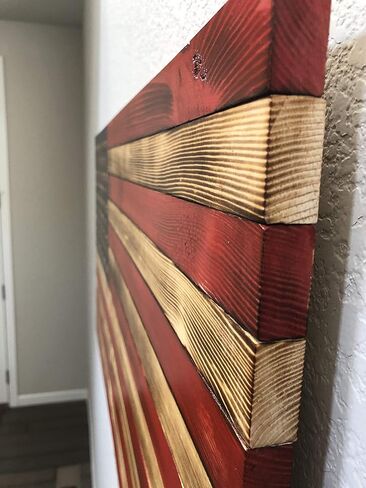 Bad Beard Woodworks Handcarved Wood American Flag Wall Art Décor | LARGE, X-LARGE, or JUMBO | Rustic Handmade, Wooden Flag, Wood Art, Wall Art in Saudi Arabia