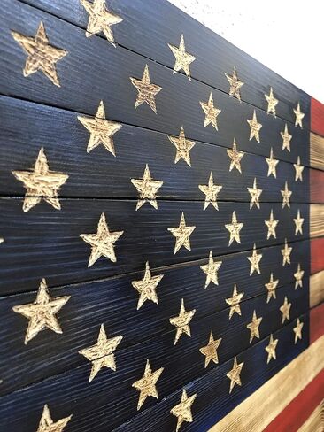 Bad Beard Woodworks Handcarved Wood American Flag Wall Art Décor | LARGE, X-LARGE, or JUMBO | Rustic Handmade, Wooden Flag, Wood Art, Wall Art in Saudi Arabia